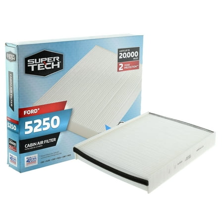 Super Tech Cabin Air Filter 5250, Replacement Air/Dust Filter for Ford Fits select: 2012 FORD FOCUS, 2013-2020 FORD ESCAPE