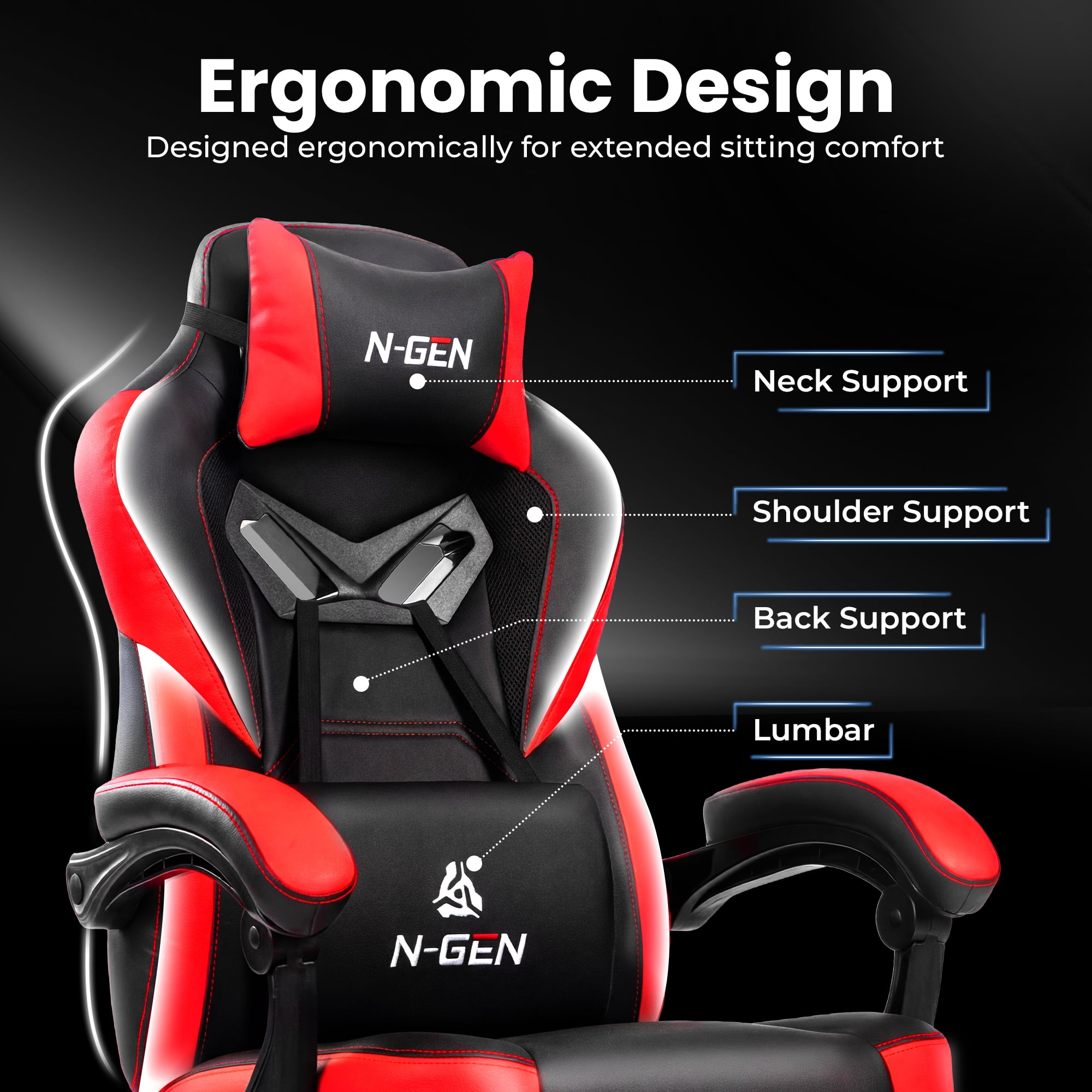 CELTOSS Gaming Chairs with Footrest, Big and Tall Gamer Chair with Headrest and Lumbar Support for adults, Red