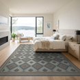 thumbnail image 3 of ODIKA 9'x12' Washable Area Rug Low Pile, Flatwoven, Farmhouse Slate Ivory Repeating Motif Symmetrical Juniper Neutral for Great Room, Indoor Concept, Large Living, 3 of 7