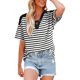 thumbnail image 1 of Hombro Frío Tops Mujeres Cuello en V Manga Corta Fuera Del Hombro Color Sólido Blusa Casual Suave Poliéster Primavera Verano Moda, 1 of 5