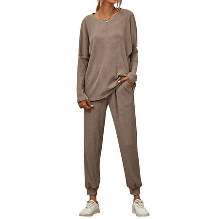 

Nlife Women Vertical Stripe Crew Neck Long Sleeve Long Pants Pajama Set