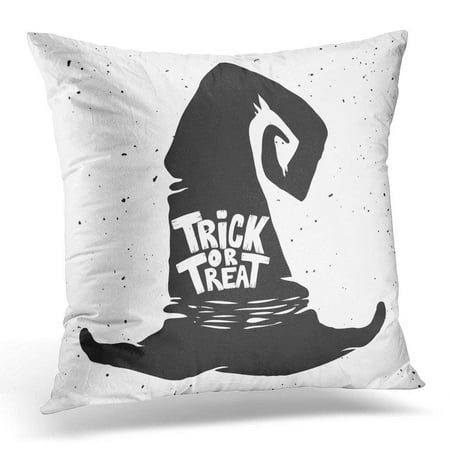 ARHOME Black Autumn Trick Treat Witch Hat with Lettering Halloween Design for White Best Pillow Case Pillow Cover 20x20 (Best Black And White Designs)