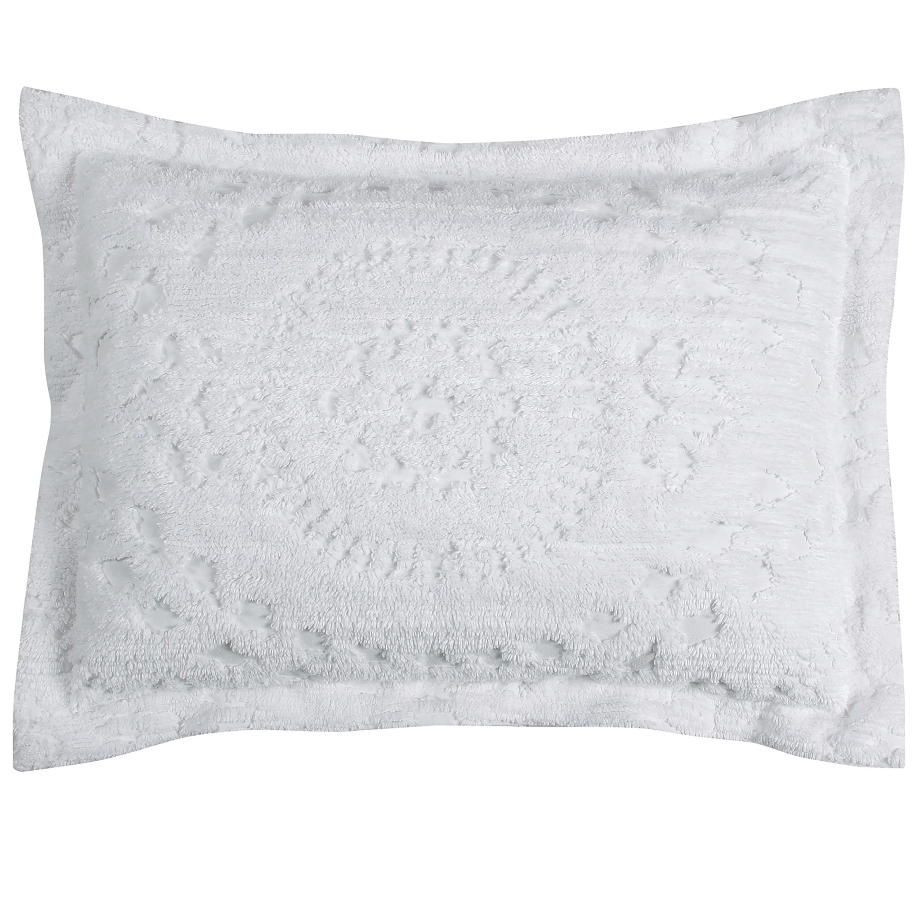 Better Trends 3 Piece Full/Double Bedspread Set 100% Cotton Chenille Tufted Medallion Pattern Soft & Luxurious Feel, Perfect for Gifting and All Seasons, Machine Washable (White) Rio Collection