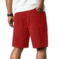 thumbnail image 5 of Uwinwear Men's Corduroy Shorts Elastic Waist Drawstring Cargo Short Multi-Pocket Lightweight Summer Casual Beach Shorts Red XL, 5 of 5