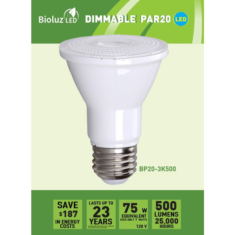 4 Pack Bioluz LED PAR20 LED Bulb Dimmable Outdoor Indoor Spot Light 3000K Soft White UL Listed