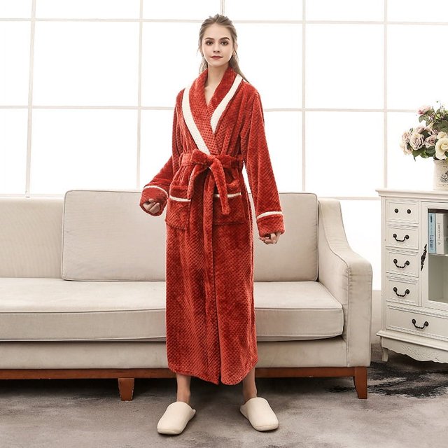 Camisón de franela grueso y alargado para parejas, serie de vellón de otoño e invierno, pijama de talla grande para mujer