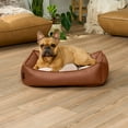 thumbnail image 6 of FurHaven Leather Look Cozy Couch Pet Bed for Dogs and Cats - Camel, Medium, 6 of 12
