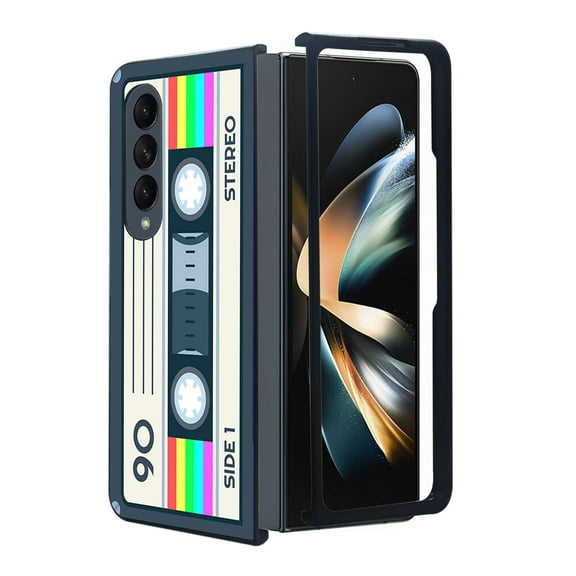 ANJ Protective Snap-On Design Printed Case Compatible with Samsung Galaxy Z Fold 4 - Retro Cassette Tape