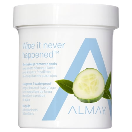 80 Count, Almay Longwear & Waterproof Eye Makeup Remover Pads, Hypoallergenic, Cruelty Free, Fragrance Free, Ophthalmologist Tested