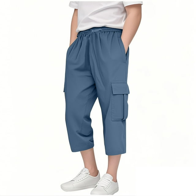 Sweatpants for Boys, Soft Breathable Fabric, Hip Hop Style, Elastic Waistband, Machine Washable, Black Color, Size 110