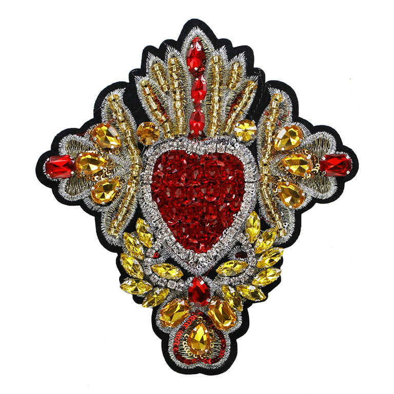 20 Pieces Heart Patches Iron On Heart Appliques Adhesive Rhinestone Glitter  Heart Patches Bling Rhinestone Appliques for Clothing Shoes Bags Hats