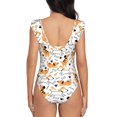 thumbnail image 6 of Yiaed Cute Dog Print Women's Ruffled One Piece Swimsuit V Neck Swimwear Slimming Monokini for Woman-Medium, 6 of 8