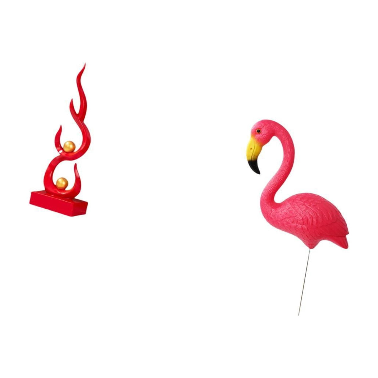 2 Sets Abstract Art Statue Flamingo Yard Stake Resin Construction for Home Garden Spring Festival Decoration
