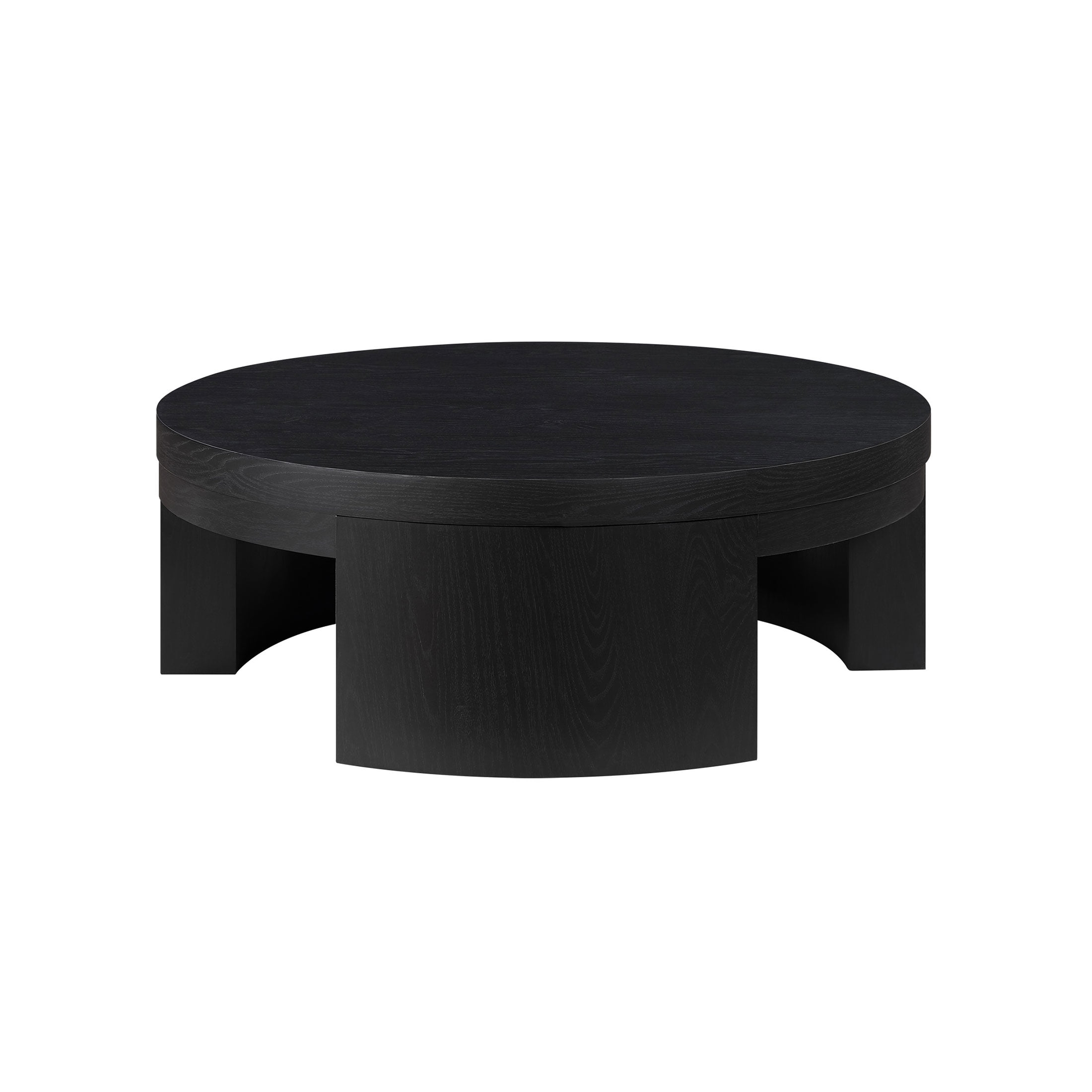 Beautiful Mod Round Coffee Table by Drew Barrymore, Rich Black Finish