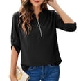 thumbnail image 3 of Blusa Informal Para Mujer, Tops Con Estampado De Lunares, Cuello Redondo, Color Puro Ligero Para Viajes Para Mujer Para La Oficina ANGGREK  Otros, 3 of 5