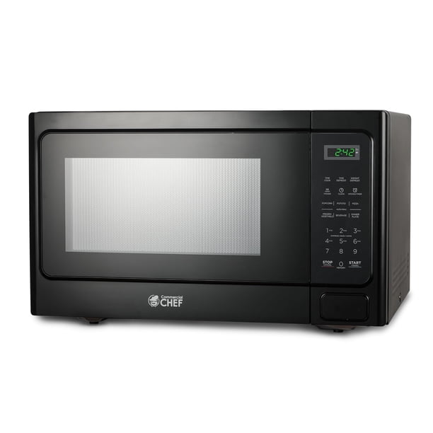 COMMERCIAL CHEF Microondas de 1.3 pies cúbicos con 10 niveles de potencia, microondas con cerradura de puerta con botón, microondas de encimera de 1000 W con temporizador y controles digitales, negro