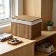 thumbnail image 4 of TFYZYY Rattan Storage Basket with Lid Stackable Woven Organizer Bin for Home, Bathroom, Closet, and Shelf Removable Fabric Liner and Decorative Design for Clutter-Free Living, 4 of 6