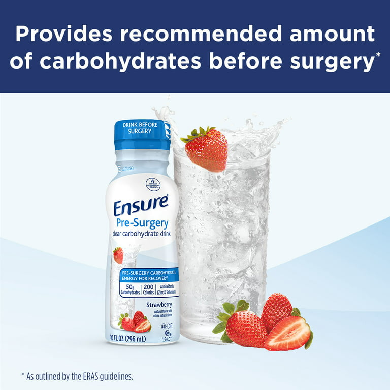 Ensure Pre-Surgery Clear Drink, 50 Grams Carbohydrates, Strawberry