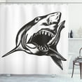 thumbnail image 1 of Ambesonne Shark Shower Curtain, Wild Fish with Open Mouth, 69"Wx70"L, Dark Grey White, 1 of 3