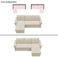 thumbnail image 4 of Velvet Reversible Sectional Sofa Sleeper, Wide Sectional Couch Pull-Out Sofa Bed L-Shape Upholstered Sofa Bed with Storage Chaise Living Room Furniture Set, 4 of 8