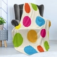 thumbnail image 4 of Abstract Soft Flannel Fleece Throw Blanket, Colorful Dots Circular Disc Shaped Round Forms Kids Nursery Graphic Print, Cozy Plush for Indoor and Outdoor Use, 60" x 80", Multicolor, by Ambesonne, 4 of 5