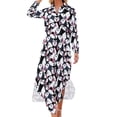 thumbnail image 2 of Robe en Chiffon Animal Arctic Imprimé Drôle de Macareux Robes Mignonnes Femme Manches Longues Style Rue Col en V Oversize Robe Décontractée, 2 of 5