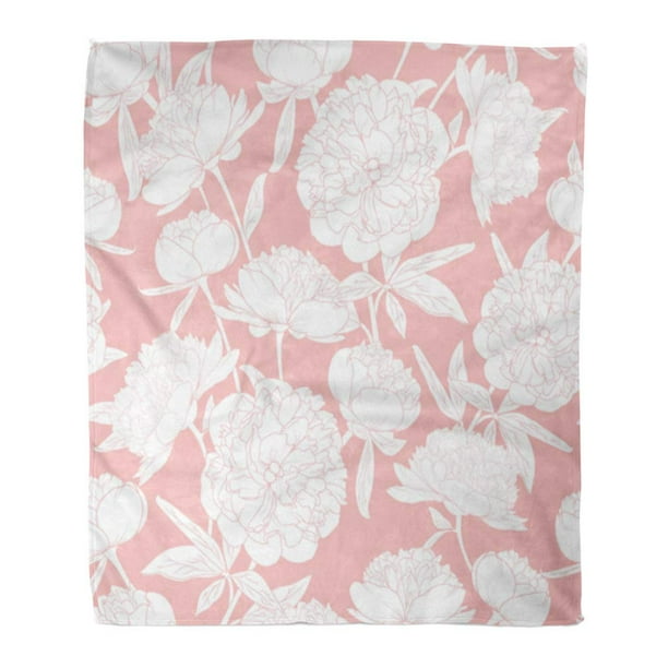 Laddke Throw Blanket Warm Cozy Print Flannel Paeonia Blooming Flowers Buds Bouquet Garland Stem Leaves Peony Rose Floral Comfortable Soft For Bed Sofa And Couch 58x80 Inches Walmart Com Walmart Com