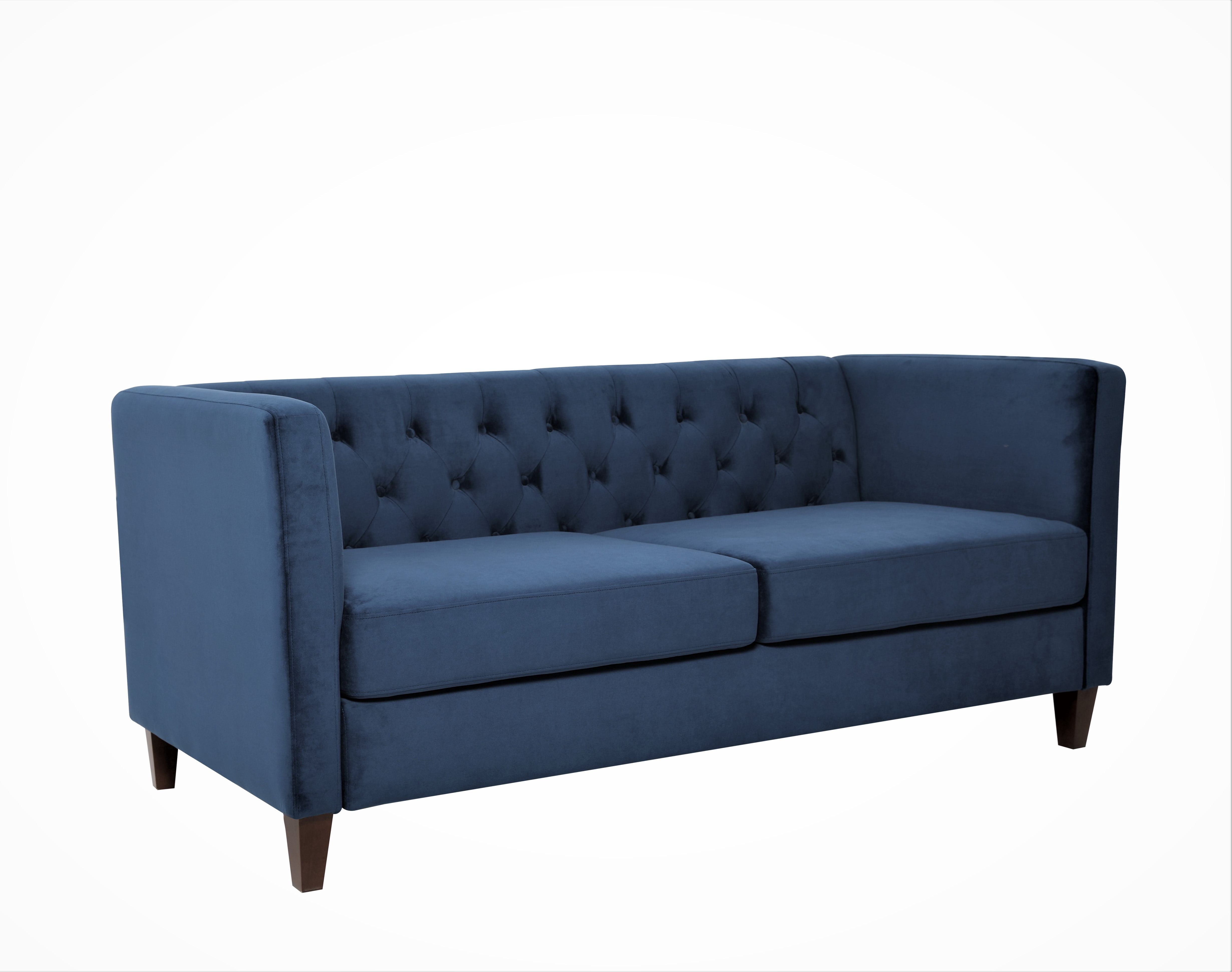 Uspridefurniture Lisette 73.3'' Velvet Square Arm Sofa,Blue