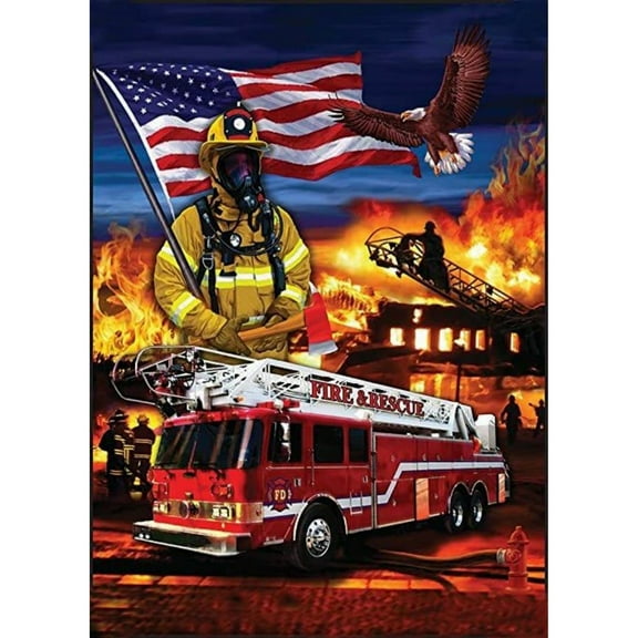 Fire Rescue Diamond Painting Set (for Adults) 5D DIY Diamond Art Set (for Beginners) Round Full Diamond Diamond Painting Gemstone Art Crafts (Home Wall Decoration Gift)