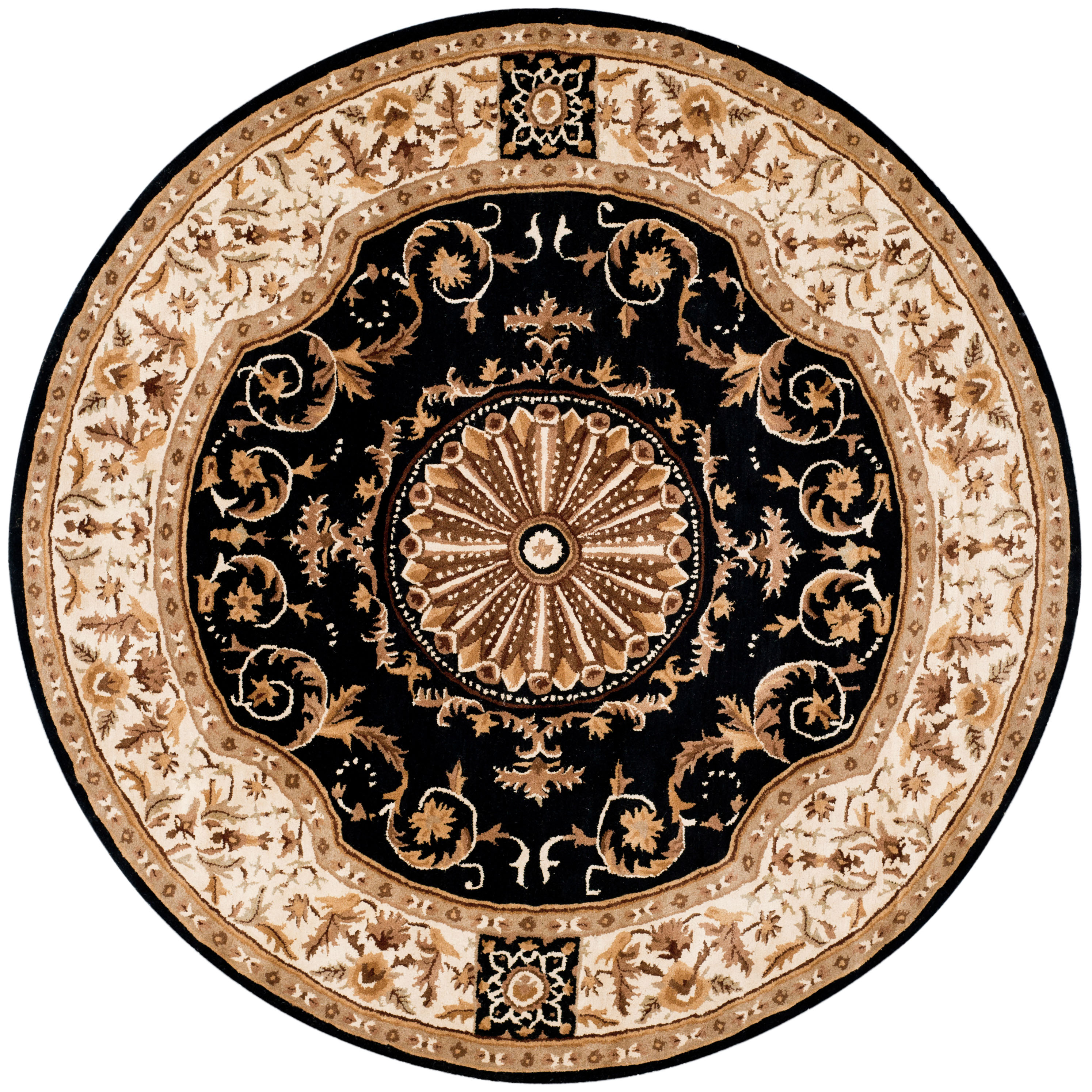 Safavieh Empire Naira Oriental Wool Area Rug, Black/Ivory, 8' x 8' Round