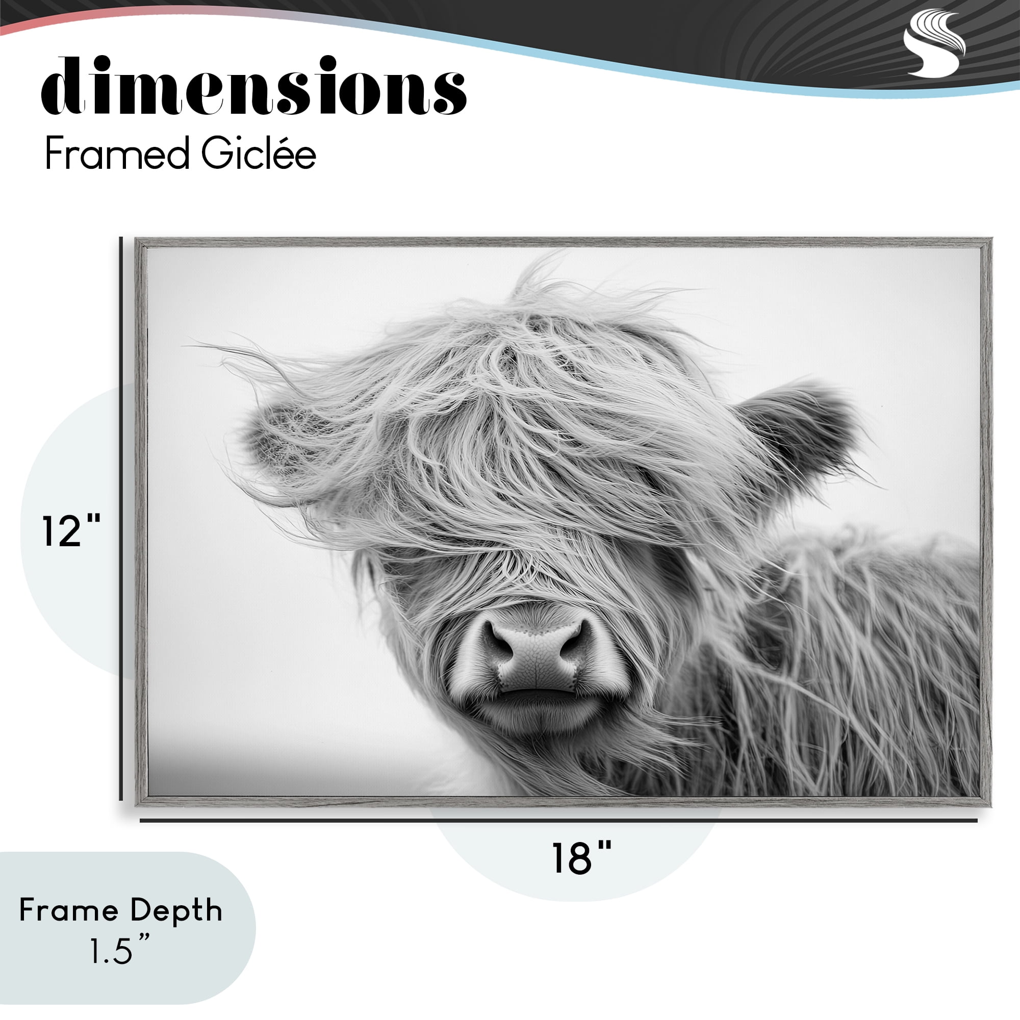 Stupell Industries Easy Breezy Cattle Gray Framed Giclee Art, design by Tina LeCour