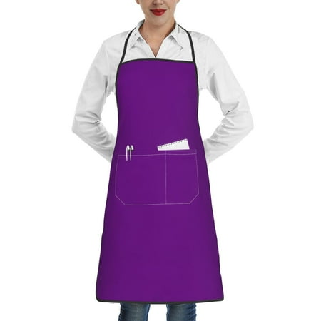 

Pofeuu Purple Print Aprons with Pockets Cute Aprons for Kitchen Cooking Server Barber Chef Apron