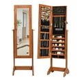 thumbnail image 1 of Gymax Lockable Jewelry Cabinet Armoire Standing Jewelry Holder Organizer with Mirror, 1 of 10
