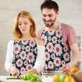 thumbnail image 3 of Black Daisy Flower Retro Pattern Apron-Garden Aprons for Women with Pockets-Cotton Linen Waterproof Kitchen Cooking Gardening Aprons Adjustable for Kitchen,Cooking,BBQ and Salon 33x27 Inch, 3 of 7