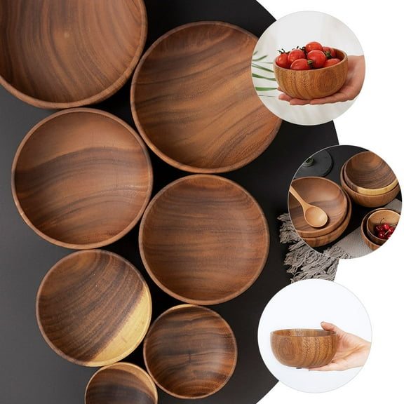 Raindrops  Wooden Bowl Pasta Bowls Salad Container Serving Soup Baby Light Brown