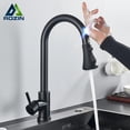 thumbnail image 2 of Rozin Smart Touch Kitchen Faucet Black Poll Out Sensor Faucets Brushed Gold 360 Rotated Crane Hot And Cold Water Mixer Taps, 2 of 5