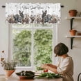 thumbnail image 6 of Rabbits Pine Cone Rod Pocket Curtain Valance, Sweet Home Texture Brown Leaves Berries Farmhouse Window Valance for Living Room, Bedroom, Kitchen 54"W x 18"L, 6 of 9