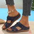 thumbnail image 6 of Caywon Women Wedge Sandals Dressy Soft Leather Sandal,Rubber Sole,Comfortable Walking,Casual Slip on Summer Sandals Slide Sandal Shoes, 6 of 7