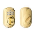 thumbnail image 1 of Schlage Bright Brass Electronic Keyless Entry Deadbolt Keypad with Plymouth Trim Rated AAA, 1 of 1