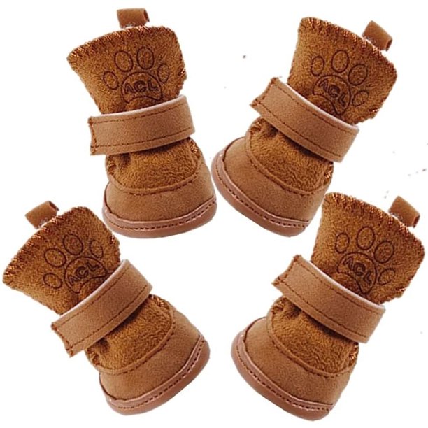 ZHAOCHENG pares de zapatos cálidos de invierno para perros, calcetines, botas, botas de nieve, perros pequeños, medianos y grandes, botas antideslizantes para nieve y lluvia, correa de 3 tamaños