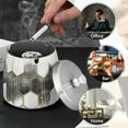 thumbnail image 4 of Yayeee Ashtray with Lid for Cigarette Smokeless Stainless Steel Home Ash Holder, Gray Hexagons, 4 of 7