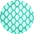 thumbnail image 1 of Ahgly Company Machine Washable Indoor Round Trellis Turquoise Blue Contemporary Area Rugs, 4' Round, 1 of 4