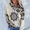 thumbnail image 1 of Women Geometric Print Sweatshirt Hooded Stitching Printed Loose Tops Blouse, 1 of 7