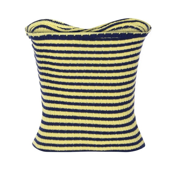 IROINNID Reduced Womens Sweater Sweater Vest Keyhole Neck Pullover Sweater Stripes Loose Short Length Sleeveless Breast Wrap Sexy Beautiful Back Knitting Vest Hollow Tube Tops