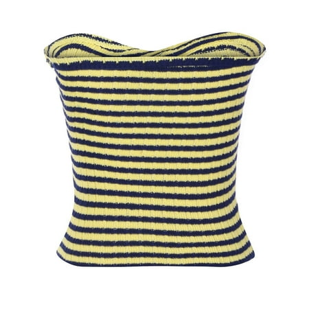 

Fesfesfes Women Sweaters Stripe Breast Wrap Crop Tops Sleeveless V-Neck Corset Knitting Vest Hollow Out Tube Tops Sale or Clearance