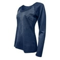 thumbnail image 5 of Long Sleeve Shirts for Women Solid Color V-Neck Blouses Casual Fall Tops Diamond-Studded Knitted Tunic Tees (Blue S), 5 of 5