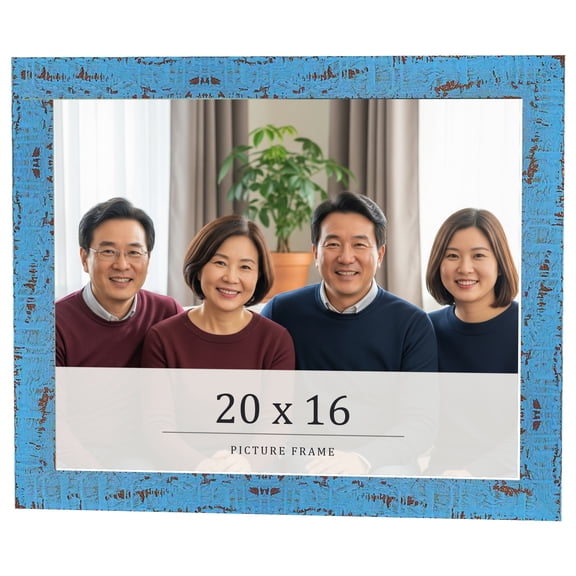 20x16 Frame Blue Solid Wood Picture Frame Width 1.125 Inches | Interior Frame Depth 0.5 Inches |
