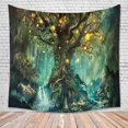thumbnail image 4 of Tapiz de pared del árbol de la vida (150 * 130 cm), tapiz de cascada psicodélico debajo del tapiz de un árbol antiguo, tapiz de pared decorativo de hadas adecuado para dormitorio y sala de estar, 4 of 5