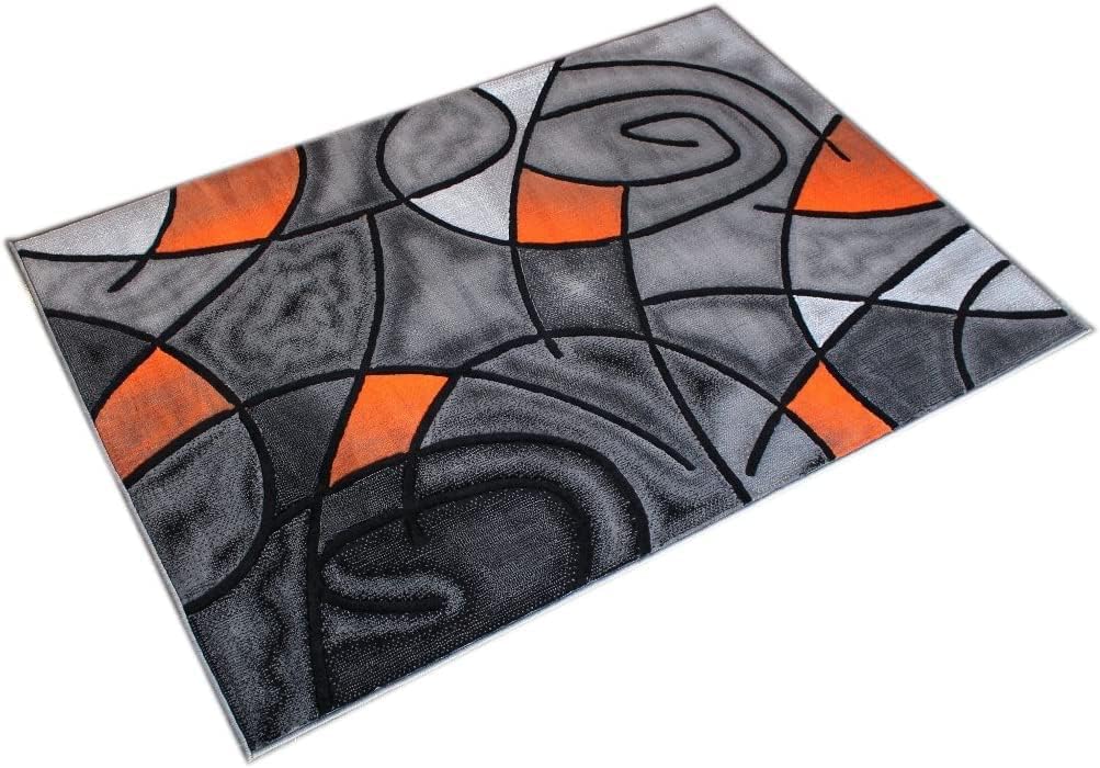 YHSF Modern Contemporary Area Rug for Living Room, Bedroom, and Office – Elegant Thick Carpet for Dining Room, Kitchen, & Hallways – Washable - Home Decor - Water Repellent - Orange (8x10 Feet)