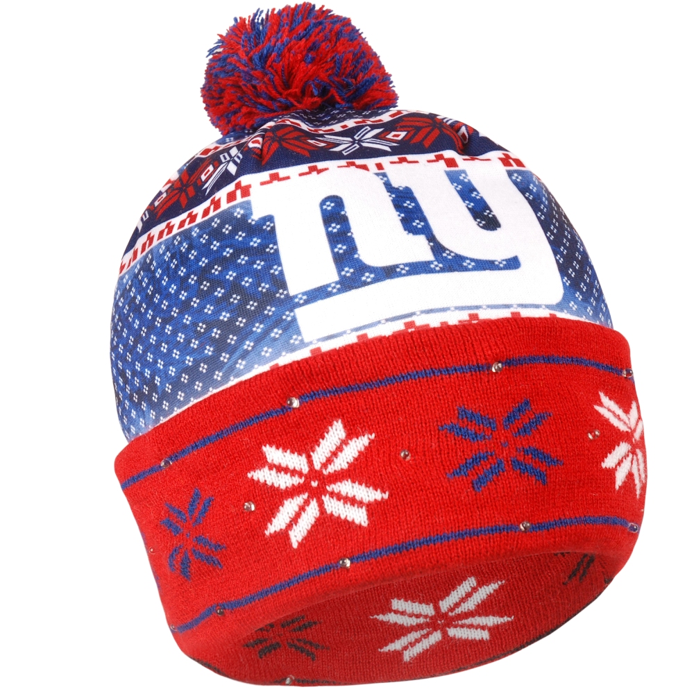 New York Giants NFL "Ugly" LED Light Up Cuffed Knit Hat with Pom by Forever Collectibles